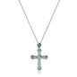 Aram Princess Cut and Round Cross Pendant with lab grown diamond look cubic zirconia in 14k white gold.