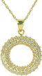Domed Circle of Love Pendant with pave set round laboratory grown diamond alternative cubic zirconia in 14k yellow gold.