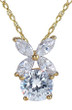 Vivienne Pendant with a 1 carat round and marquise lab grown diamond look cubic zirconia in 14k yellow gold.