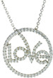 Planet Circle of Love Pave Set Round Pendant with lab grown diamond look cubic zirconia in 14k white gold.