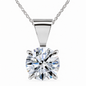Catania Solitaire Pendant with 1 carat round lab grown diamond look cubic zirconia in 14k white gold.