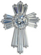 Stratford Round and Baguette Cross Pendant with lab grown diamond quality cubic zirconia in 14k white gold.