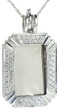 Picture Frame Pave Set Round Pendant with lab grown diamond simulant cubic zirconia in 14k white gold.