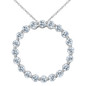 Scalloped Medium Circle of Love Round Bar Set Pendant with lab grown diamond look cubic zirconia in 14k white gold.