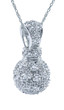 Pave Perfume Bottle Shaped Pendant with pave set round lab grown diamond look cubic zirconia in 14k white gold.