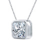 Octamond 2.5 carat lab grown diamond simulant cubic zirconia bezel set octagonal solitaire pendant in 14k white gold.