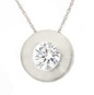 Ruba Pendant 2 carat bezel set round pave lab grown diamond alternative cubic zirconia in 14k white gold.