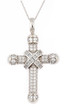 Dijon Round and Princess Cut Cross Pendant with lab grown diamond look cubic zirconia in 14k white gold.