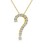 Question Mark Pave Set Round Pendant with lab grown diamond simulant cubic zirconia in 14k yellow gold.