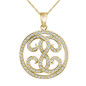 Serenity Pendant with pave set round lab grown diamond simulant cubic zirconia in 14k yellow gold.