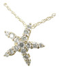 Starfish Pendant with prong set round lab grown diamond simulant cubic zirconia in 14k yellow gold.