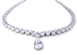 Mancini 6 Carat Pear Tear Drop Statement Tennis Necklace with lab grown diamond look cubic zirconia in 14k white gold.