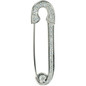Safety Pin Pave Set Round Pendant with laboratory grown diamond alternative cubic zirconia in 14k white gold.