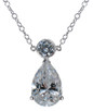 Pontiac 3 Carat Pear Drop Station Necklace with lab grown diamond quality cubic zirconia in 14k white gold.