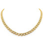 Sarento Graduated Prong Set Round Scalloped Tennis Necklace with laboratory grown diamond look cubic zirconia in 14k yellow gold.