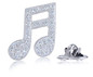 Musique Music Note Men's Lapel Pin in 14k white gold with lab grown diamond look cubic zirconia.