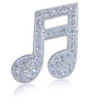 Musique Music Note Men's Lapel Pin in 14k white gold with lab grown diamond alternative cubic zirconia.