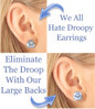 Eliminate droopy earrings with 14k, 18k solid gold and platinum extra large jumbo earring backs.