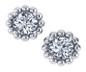 Sphera beaded halo 1 carat each round lab created cubic zirconia stud earrings in 14k white gold.