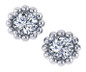 Sphera beaded halo 1 carat each round laboratory grown diamond look cubic zirconia stud earrings in 14k white gold.