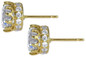 Crown 1.5 carat round lab grown diamond look cubic zirconia pave earring studs in 14k yellow gold.