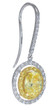 Oval 1.5 carat canary yellow laboratory grown diamond alternative cubic zirconia double halo pave drop earrings in 14k white gold.