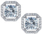 4 carat each LaRue asscher inspired lab grown diamond look cubic zirconia halo stud earrings in 14k white gold.