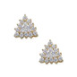 Trillion .75 carat each lab grown diamond simulant cubic zirconia cluster stud earrings in 14k yellow gold.