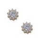 Round 1 carat each cluster stud lab grown diamond simulant cubic zirconia earrings in 14k yellow gold.