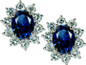 Rivet 1.5 carat man made oval sapphire and round lab grown diamond simulant cubic zirconia cluster earrings in 14k white gold.
