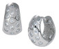 Andrea round burnish set huggie hoop earrings with laboratory grown diamond look cubic zirconia in 14k white gold.