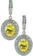 Meline 2.5 carat laboratory grown diamond look cubic zirconia oval double halo pave drop earrings in 14k white gold.