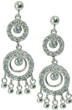 Punjab bezel set round pave lab grown diamond simulant cubic zirconia halo style chandelier drop earrings in 14k white gold.