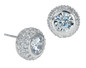 Venetia 2.5 Carat Each laboratory grown diamond look cubic zirconia bezel set round pave stud earrings in 14k white gold.