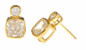 Symba 1 carat each lab grown diamond look cubic zirconia cushion cut and round bezel stud earrings in 14k yellow gold.
