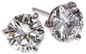 Three prong 1 carat each round lab grown diamond look cubic zirconia stud earrings set in 14k white gold.