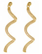Faviola micro pave set round lab grown diamond look cubic zirconia curled drop earrings in 14k yellow gold.