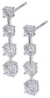 Graduated round lab grown diamond look cubic zirconia journey anniversary drop earrings in 14k white gold.