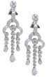 Tajmahal bezel set lab grown diamond look cubic zirconia round and pear chandelier drop earrings in 14k gold.