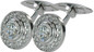 Mandarin 1 Carat Bezel Set Halo Mens Cufflinks with lab grown diamond look cubic zirconia in 14k white gold.