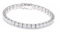 Channel Set .75 Carat Each Princess Cut Tennis Bracelet with simulated lab grown diamond quality cubic zirconia in 14k white gold.