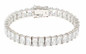 Parisian Emerald Radiant Cut 1 Carat Tennis Bracelet with lab grown diamond quality cubic zirconia in 14k white gold.