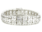 LeBaron Channel Set Emerald Radiant Cut Round Mens Bracelet with lab grown diamond simulant cubic zirconia in 14k white gold.