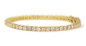 Lara 6 carat classic four prong 3mm round lab grown diamond quality cubic zirconia line tennis bracelet in 14k yellow gold.