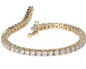 Round Prong Set Tennis Bracelet with simulated lab grown diamond alternative cubic zirconia in 14k yellow gold.