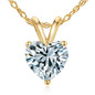 Heart shape lab created diamond alternative cubic zirconia basket set classic solitaire pendant in 14k yellow gold.