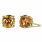 Cognac 2 Carat Each Round Stud Earrings in 14k yellow gold with lab grown diamond look cubic zirconia.
