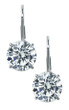 Round lab created diamond look cubic zirconia leverback euro wire earrings in platinum.