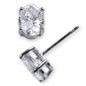 Oval 5.5 carat laboratory grown diamond look cubic zirconia stud earrings in 18k white gold.