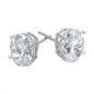 Oval shape lab grown diamond alternative cubic zirconia basket set stud earrings in 14k white gold with friction posts.